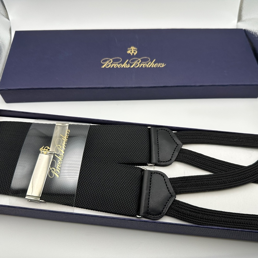 Brooks Brothers Classic Black Suspenders with Silver Clips